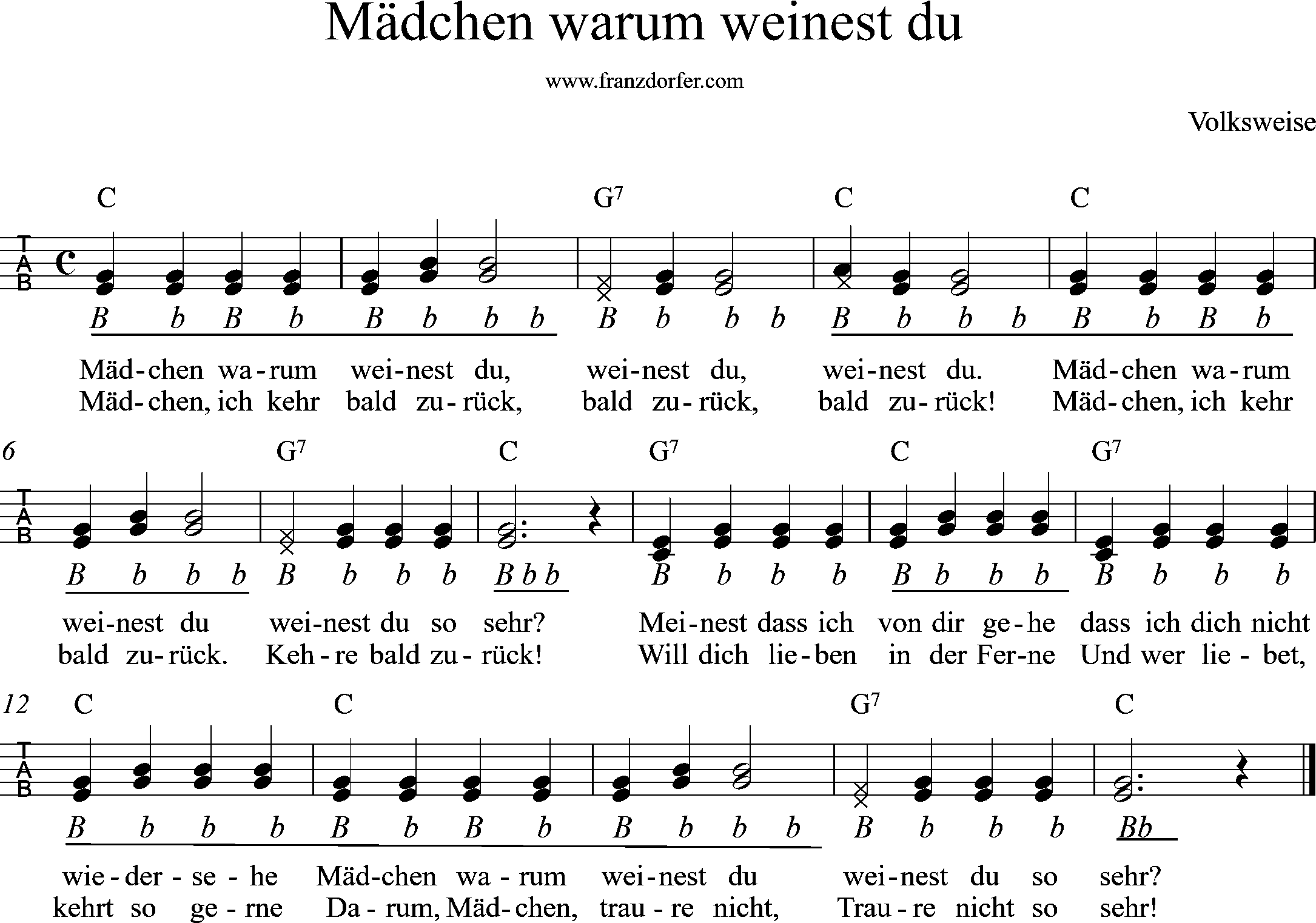 Griffschrift, Mädchen warum weinest du